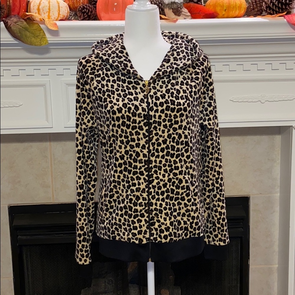Juicy Couture Leopard Velour Hoodie Jacket